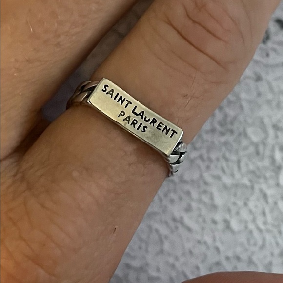 Saint Laurent Silver Logo Ring - Picture 1 of 5